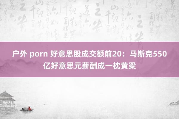 户外 porn 好意思股成交额前20：马斯克550亿好意思元薪酬成一枕黄粱