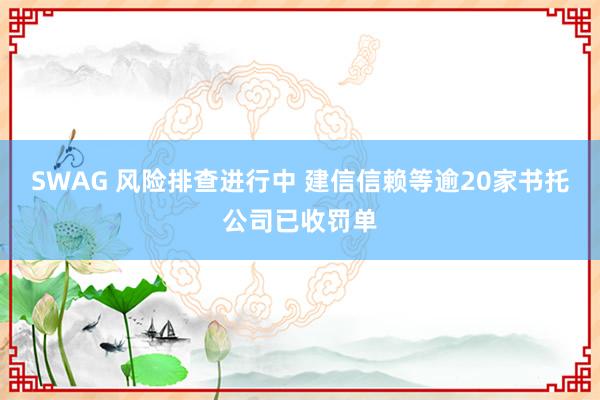 SWAG 风险排查进行中 建信信赖等逾20家书托公司已收罚单