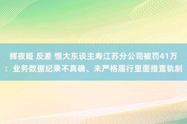 辉夜姬 反差 恒大东谈主寿江苏分公司被罚41万：业务数据纪录不真确、未严格履行里面措置轨制