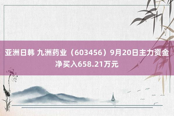 亚洲日韩 九洲药业（603456）9月20日主力资金净买入658.21万元