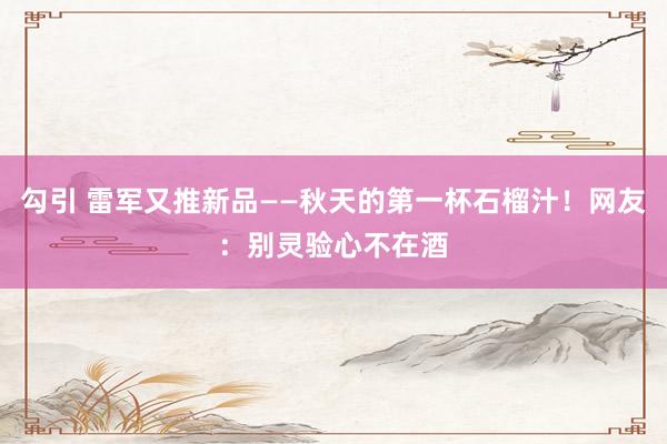 勾引 雷军又推新品——秋天的第一杯石榴汁！网友：别灵验心不在酒