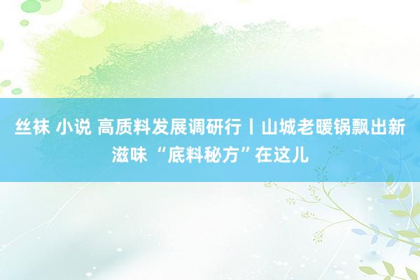 丝袜 小说 高质料发展调研行丨山城老暖锅飘出新滋味 “底料秘方”在这儿