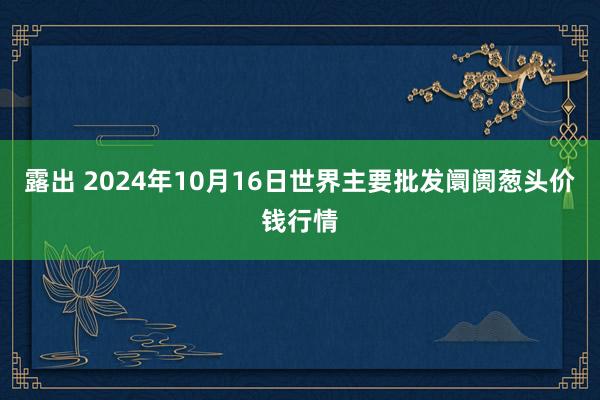 露出 2024年10月16日世界主要批发阛阓葱头价钱行情