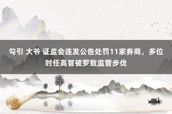 勾引 大爷 证监会连发公告处罚11家券商，多位时任高管被罗致监管步伐