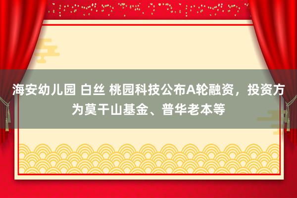 海安幼儿园 白丝 桃园科技公布A轮融资，投资方为莫干山基金、普华老本等