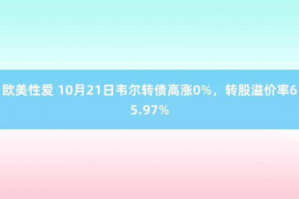 欧美性爱 10月21日韦尔转债高涨0%，转股溢价率65.97%