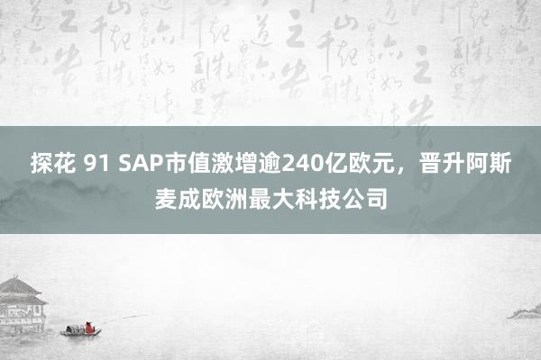 探花 91 SAP市值激增逾240亿欧元，晋升阿斯麦成欧洲最大科技公司