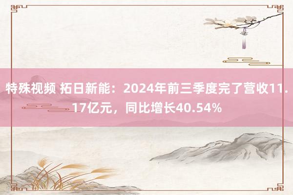 特殊视频 拓日新能：2024年前三季度完了营收11.17亿元，同比增长40.54%