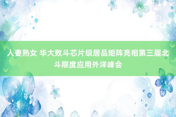 人妻熟女 华大败斗芯片级居品矩阵亮相第三届北斗限度应用外洋峰会