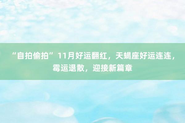 “自拍偷拍” 11月好运翻红，天蝎座好运连连，霉运退散，迎接新篇章