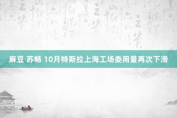 麻豆 苏畅 10月特斯拉上海工场委用量再次下滑