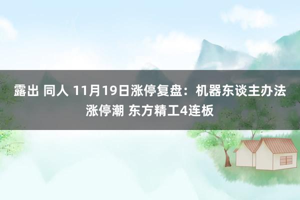 露出 同人 11月19日涨停复盘：机器东谈主办法涨停潮 东方精工4连板