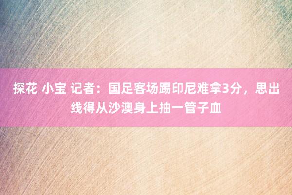 探花 小宝 记者：国足客场踢印尼难拿3分，思出线得从沙澳身上抽一管子血