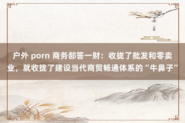 户外 porn 商务部答一财：收拢了批发和零卖业，就收拢了建设当代商贸畅通体系的“牛鼻子”