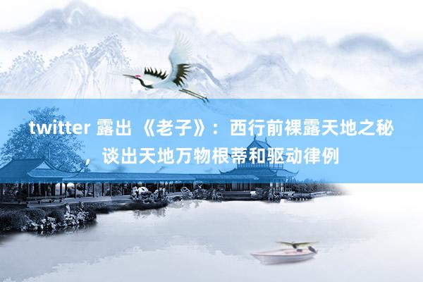 twitter 露出 《老子》：西行前裸露天地之秘，谈出天地万物根蒂和驱动律例