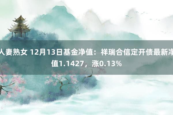 人妻熟女 12月13日基金净值：祥瑞合信定开债最新净值1.1427，涨0.13%