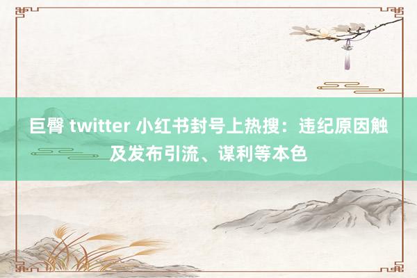 巨臀 twitter 小红书封号上热搜：违纪原因触及发布引流、谋利等本色