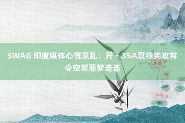 SWAG 印度媒体心慌意乱：歼－35A双线夹攻将令空军恶梦连连