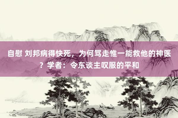 自慰 刘邦病得快死，为何骂走惟一能救他的神医？学者：令东谈主叹服的平和