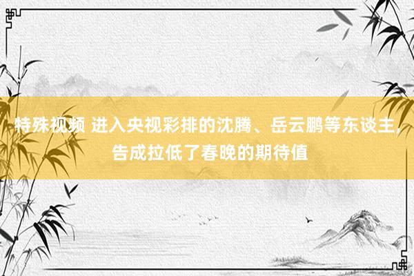 特殊视频 进入央视彩排的沈腾、岳云鹏等东谈主， 告成拉低了春晚的期待值