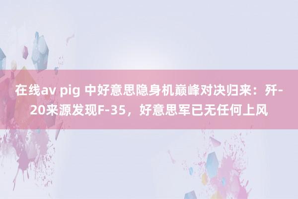 在线av pig 中好意思隐身机巅峰对决归来：歼-20来源发现F-35，好意思军已无任何上风