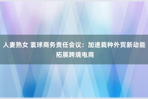 人妻熟女 寰球商务责任会议：加速栽种外贸新动能 拓展跨境电商