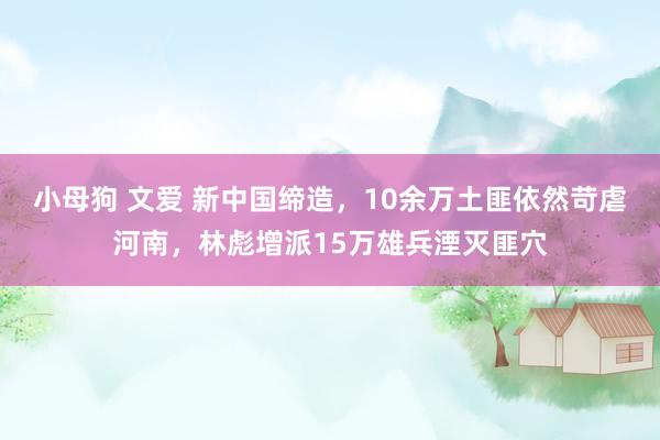 小母狗 文爱 新中国缔造，10余万土匪依然苛虐河南，林彪增派15万雄兵湮灭匪穴